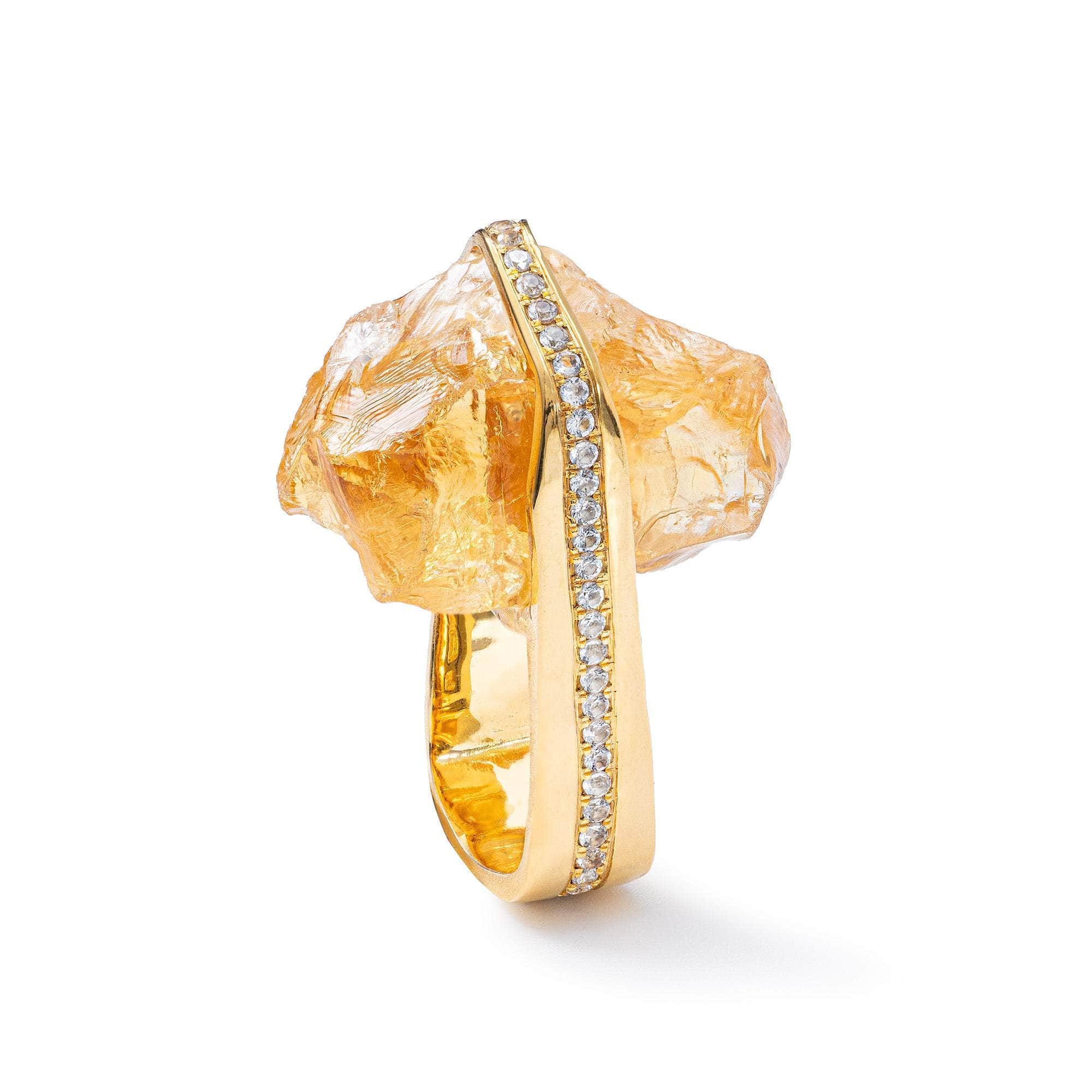 Ankaa Rough Citrine and Topaz Ring