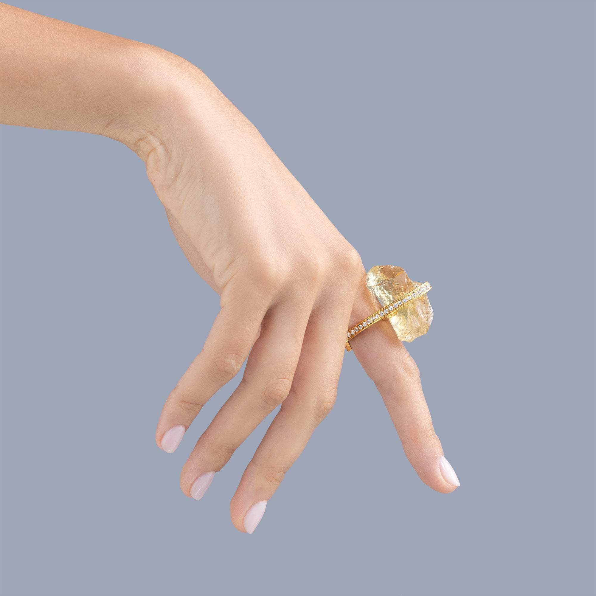 Zosma Rough Lemon Quartz and Topaz Ring