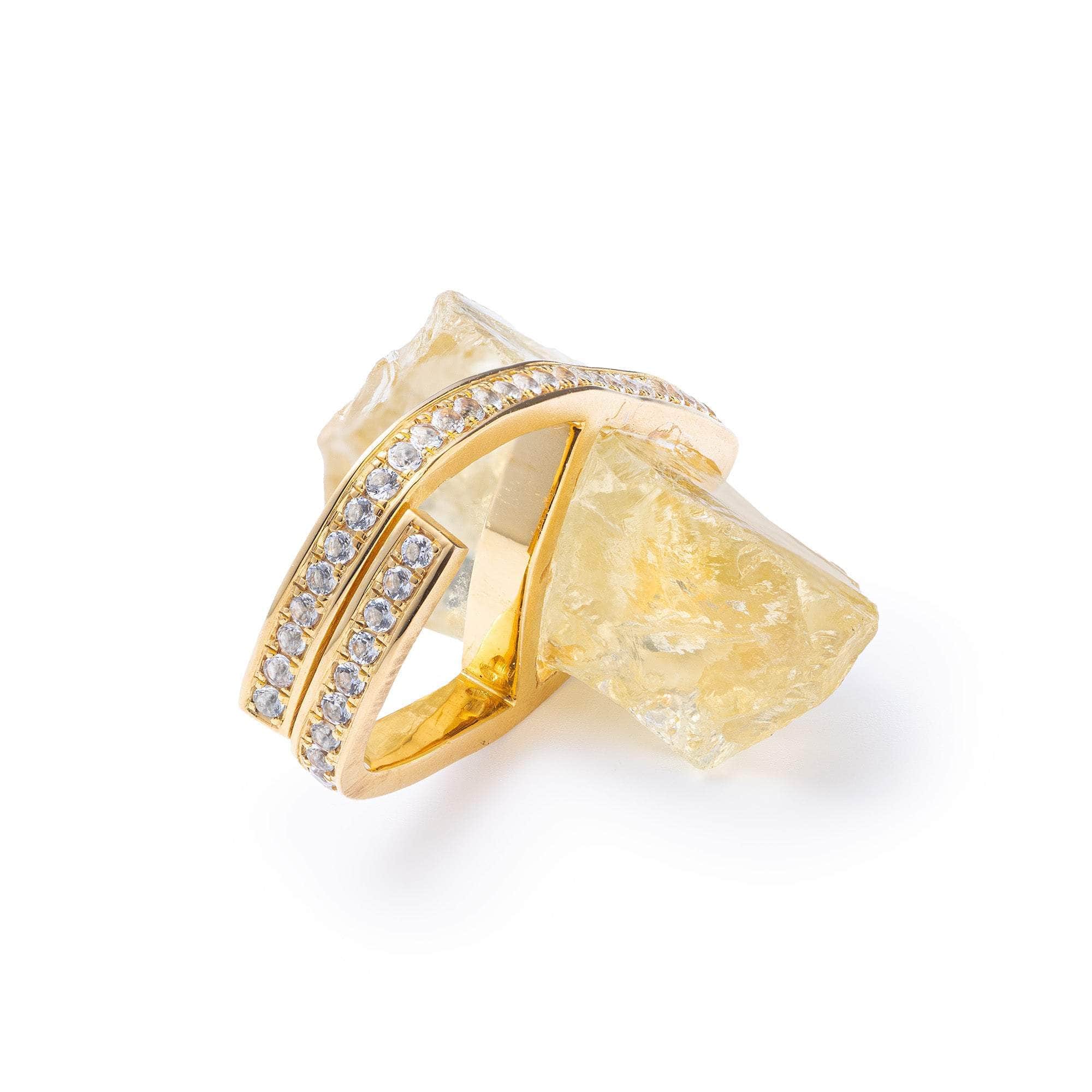 Zosma Rough Lemon Quartz and Topaz Ring