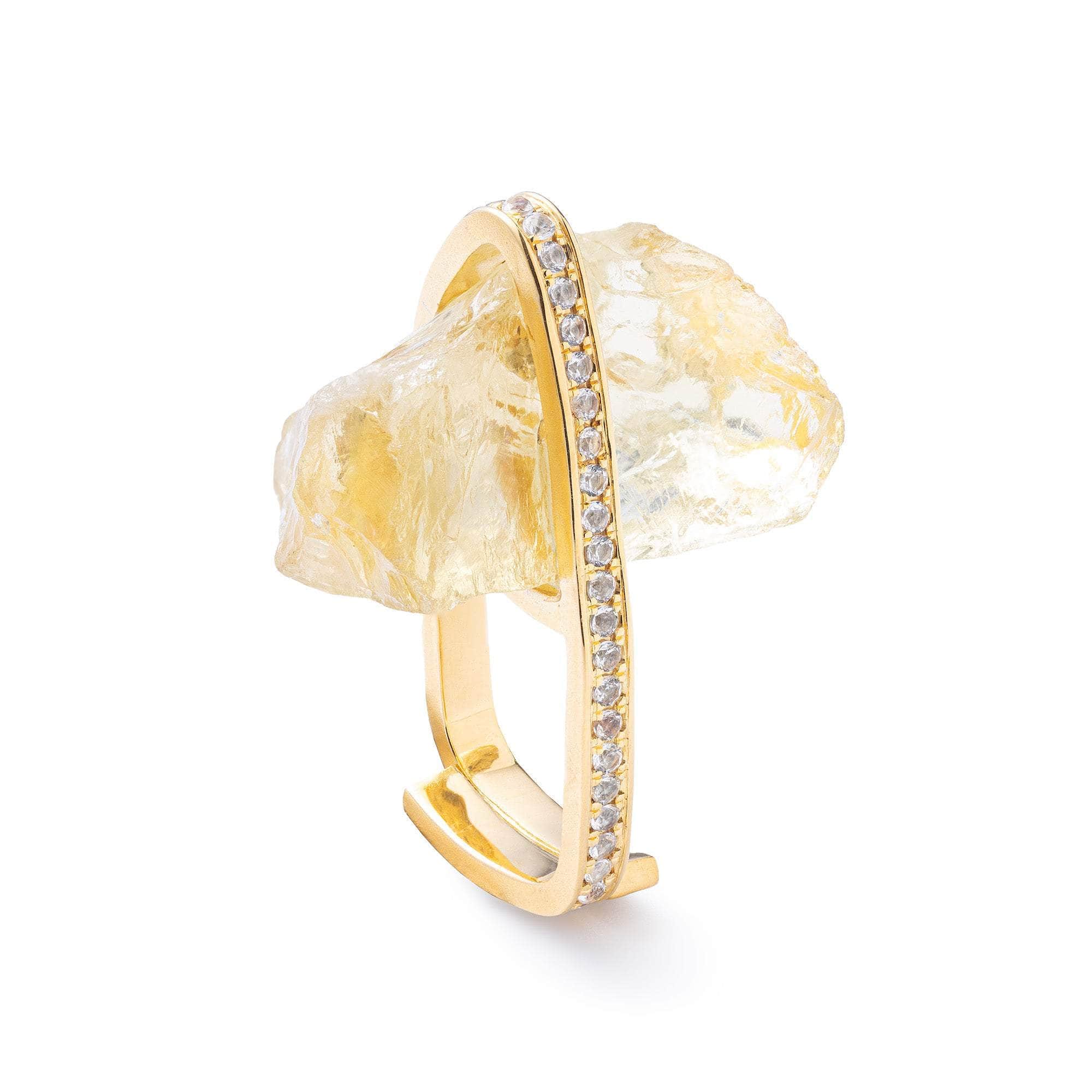 Zosma Rough Lemon Quartz and Topaz Ring