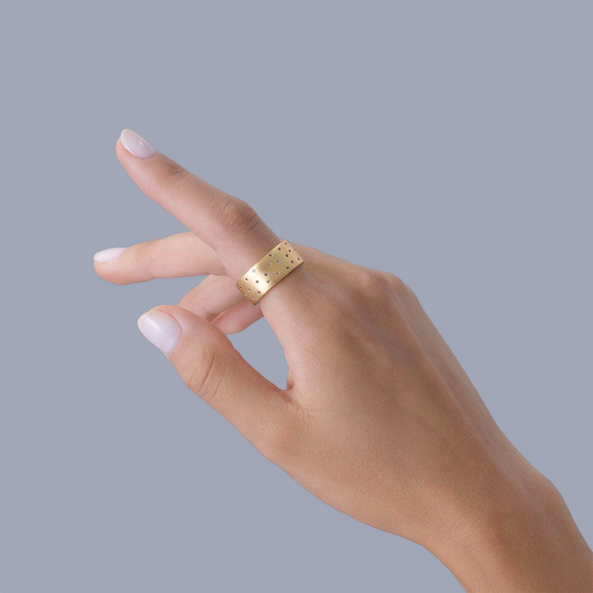 Singular Edition Egoist Gold Plated Silver Ring with Yellow Sapphires & Rubies