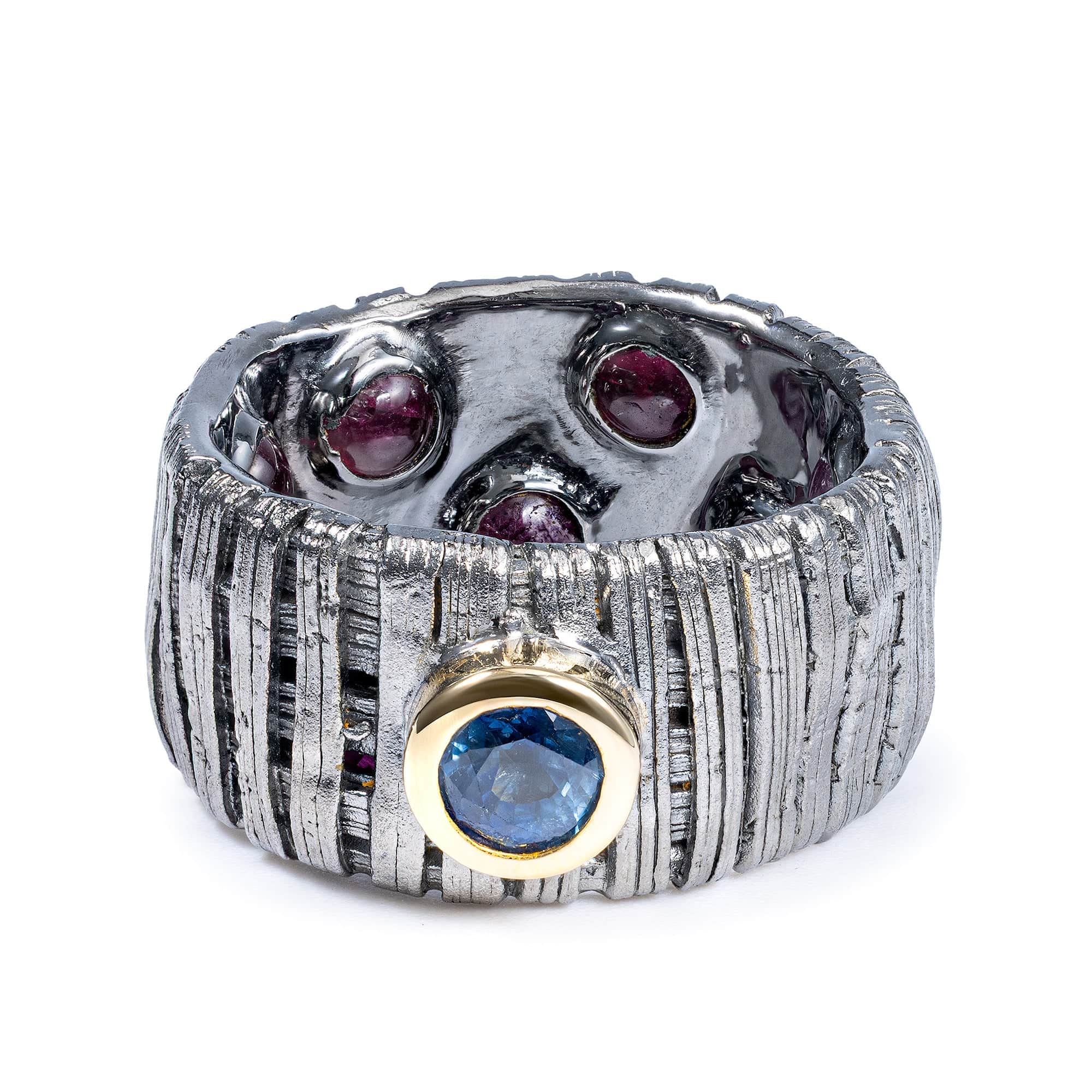 Autarch Singular Edition Egoist Silver Ring with Blue Sapphire & Hidden Ruby