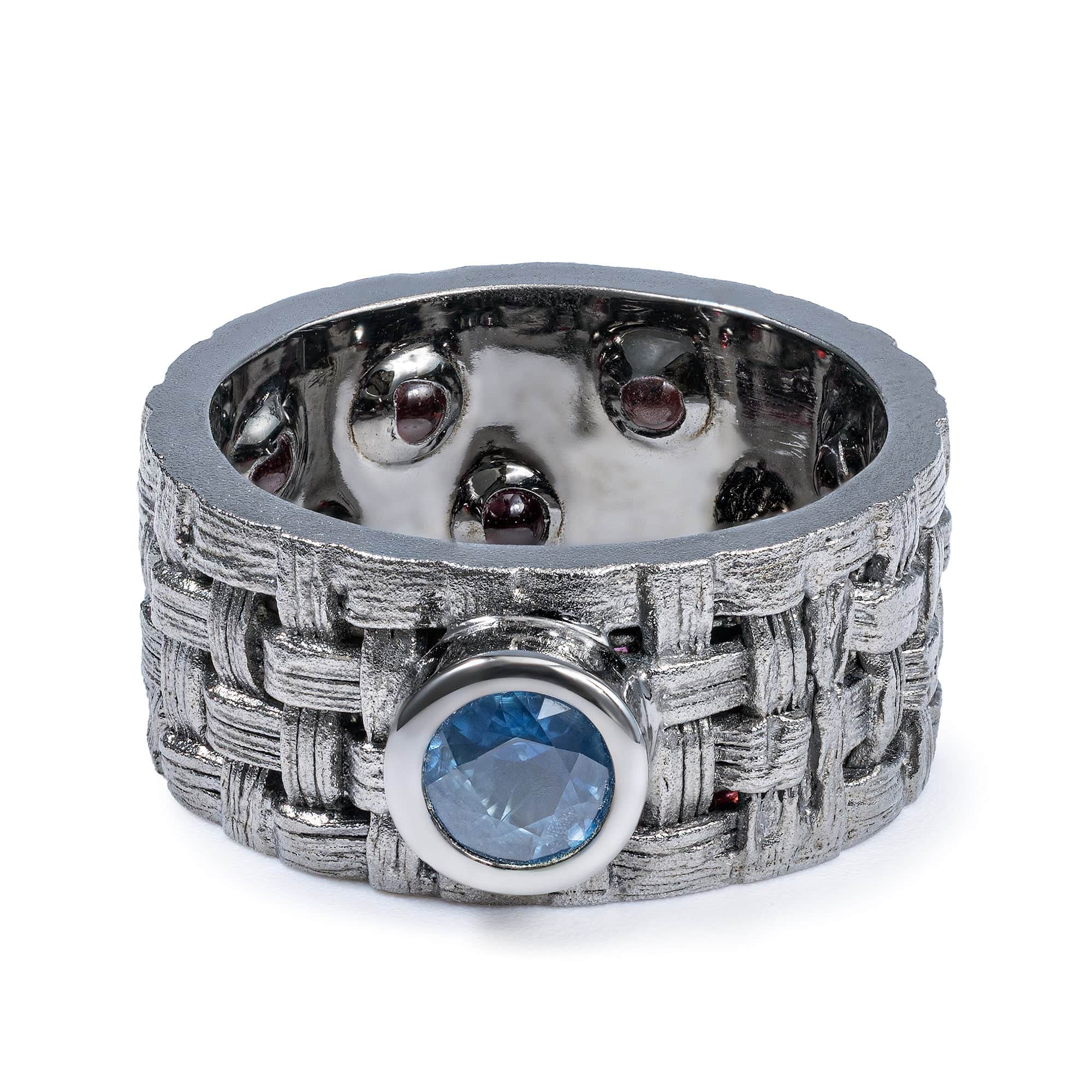 Erebus Singular Edition Egoist 925 Silver Ring with Blue Sapphire & Hidden Ruby