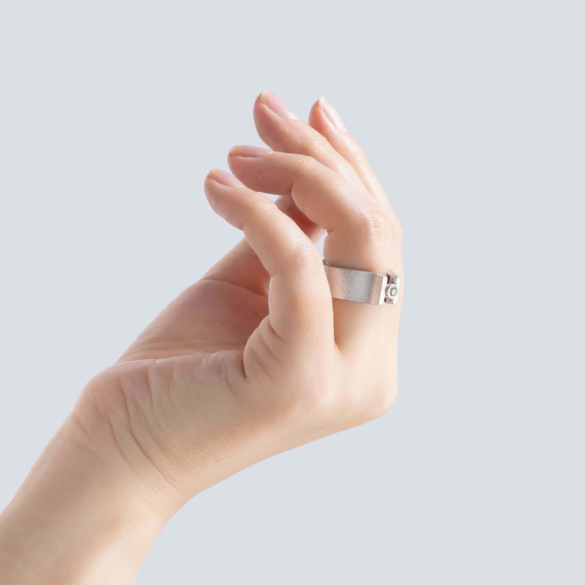 Caligo Singular Egoist Ring in Silver with Golden Diamond & Hidden Mixed Sapphires