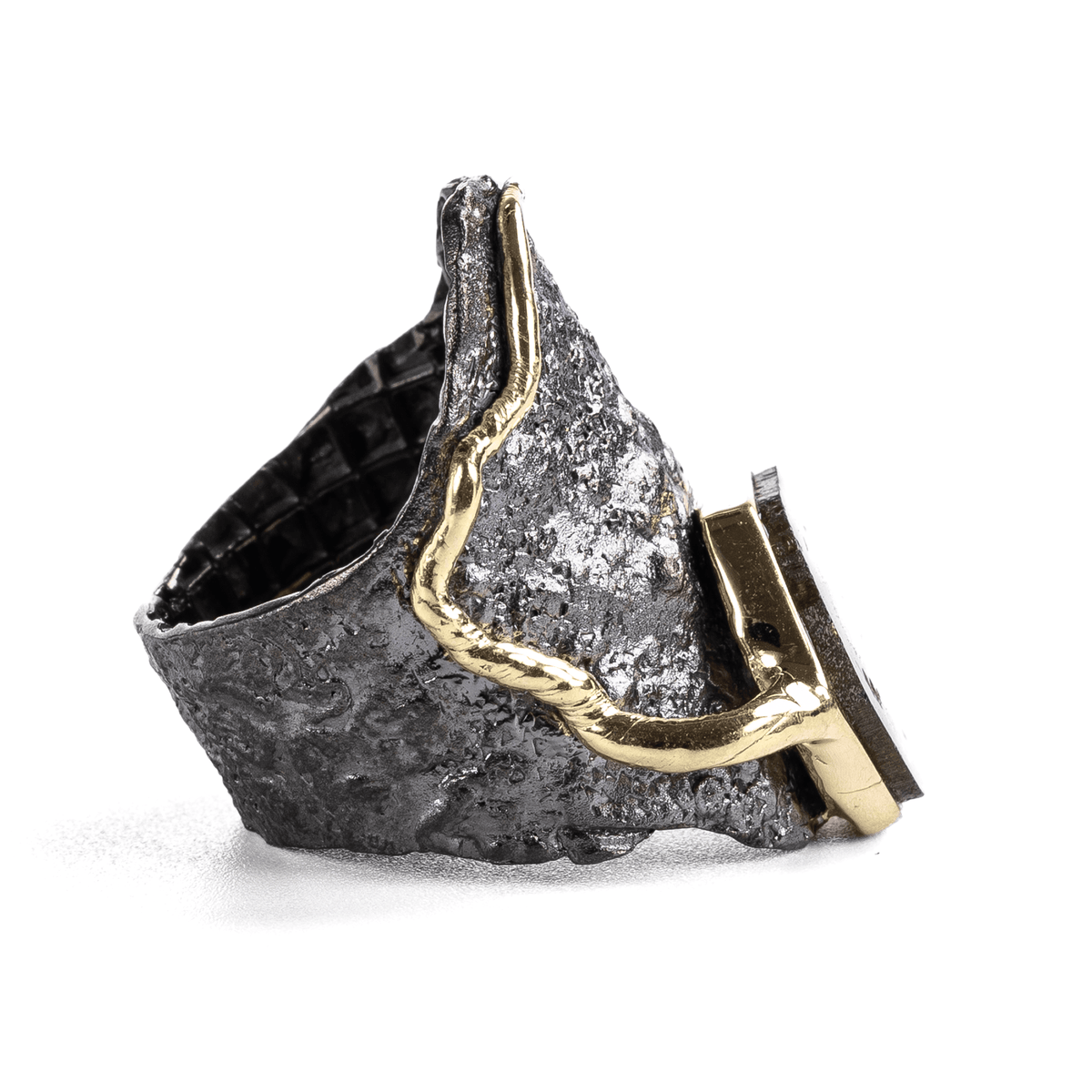 Pepo Singular Edition Silver Ring with Natural Raw Watermelon Tourmaline Crystal Slice