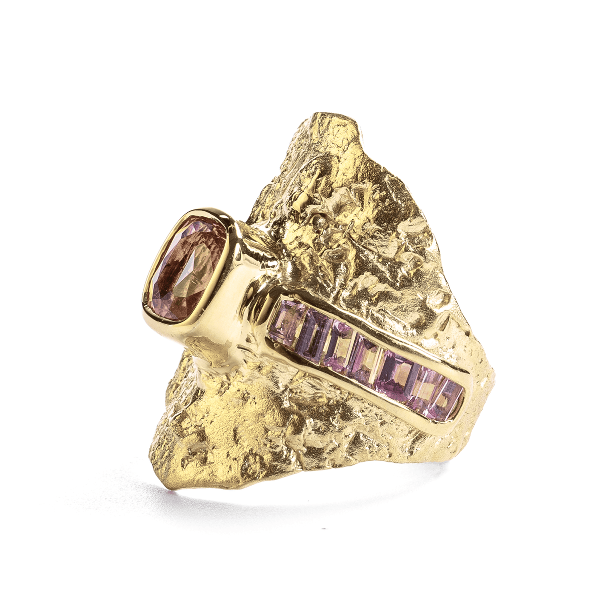 Deva Singular Edition Wide Band Natural Pink Spinel & Pink Sapphire Silver Ring