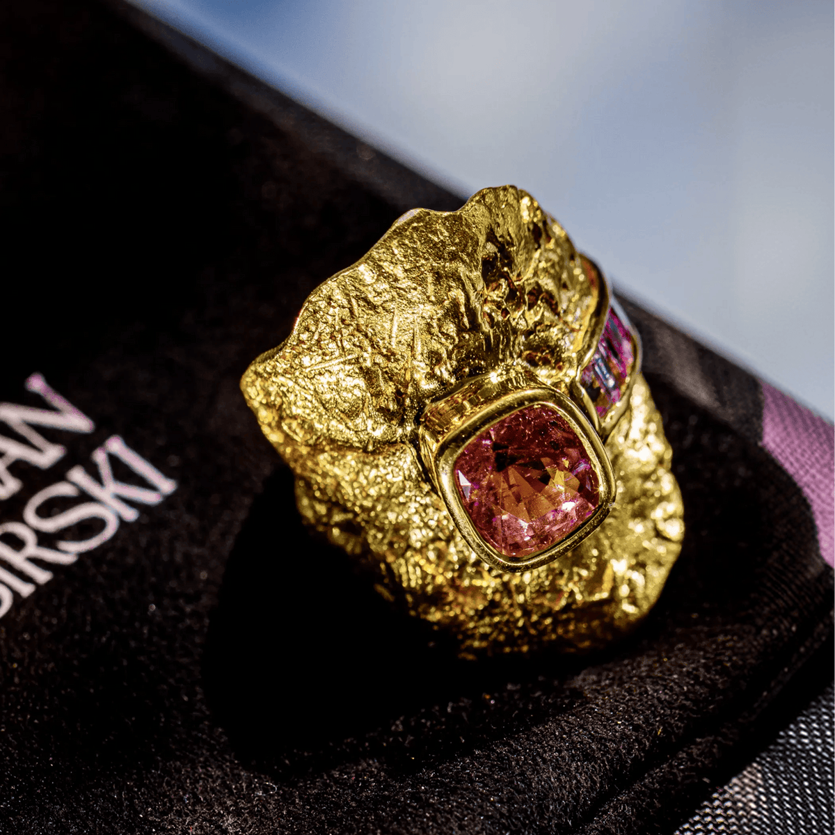 Deva Singular Edition Wide Band Natural Pink Spinel & Pink Sapphire Silver Ring