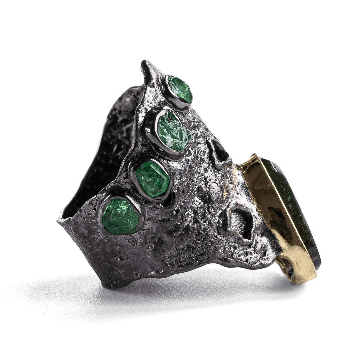 Namru Singular Edition Natural Raw Green Tourmaline Slice Silver Ring