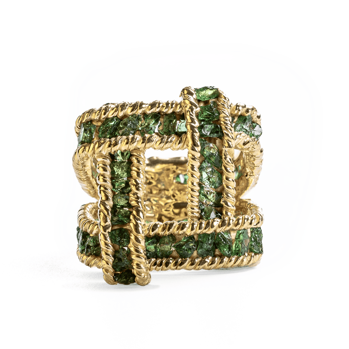 Stauros Singular Edition Natural Raw Tsavorite Silver Ring
