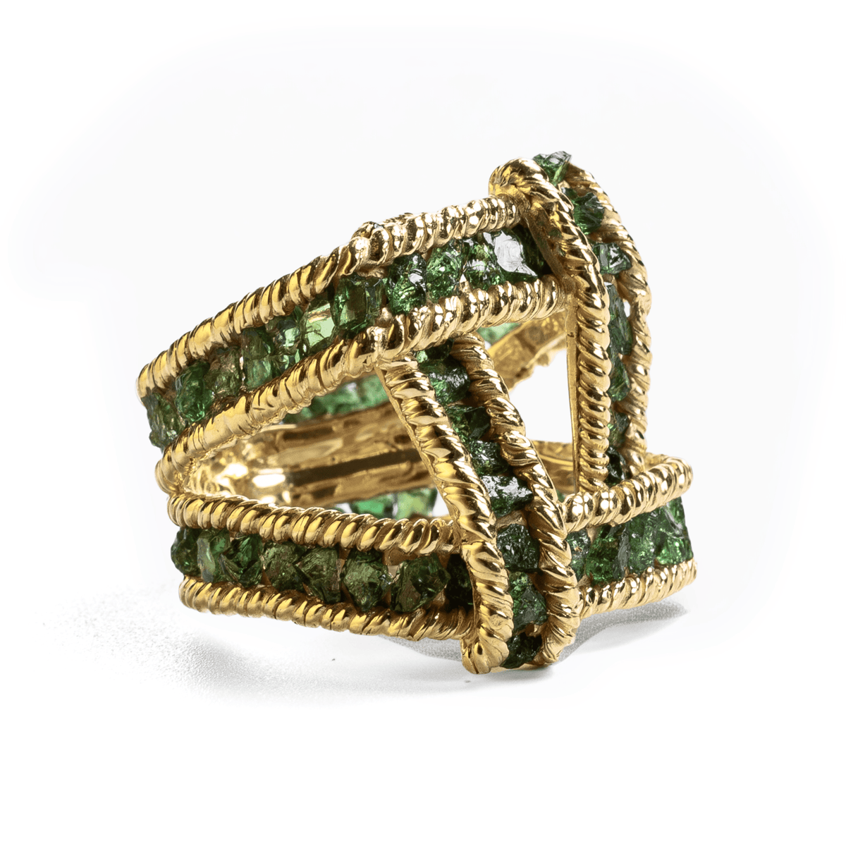 Stauros Singular Edition Natural Raw Tsavorite Silver Ring