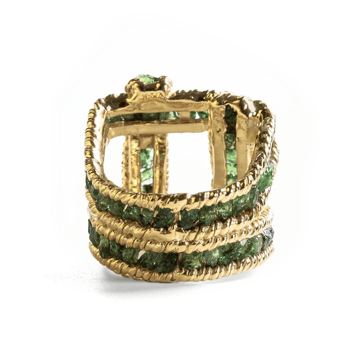 Stauros Singular Edition Natural Raw Tsavorite Silver Ring