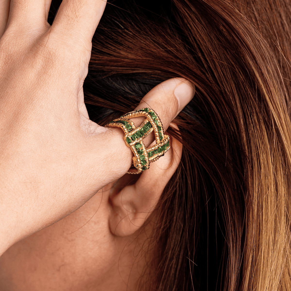 Stauros Singular Edition Natural Raw Tsavorite Silver Ring