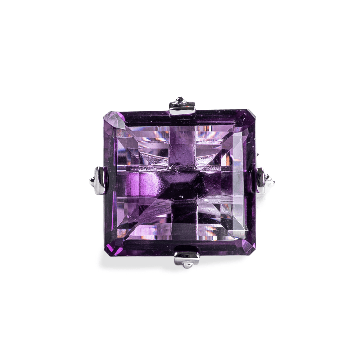 Bhasa Singular Edition Natural Large Amethyst Silver Ring