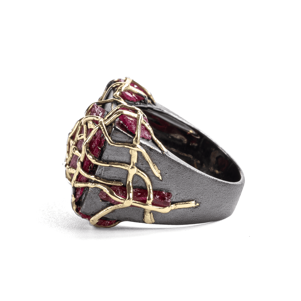 Pyrrhos Singular Edition Natural Raw Ruby Silver Signet Ring