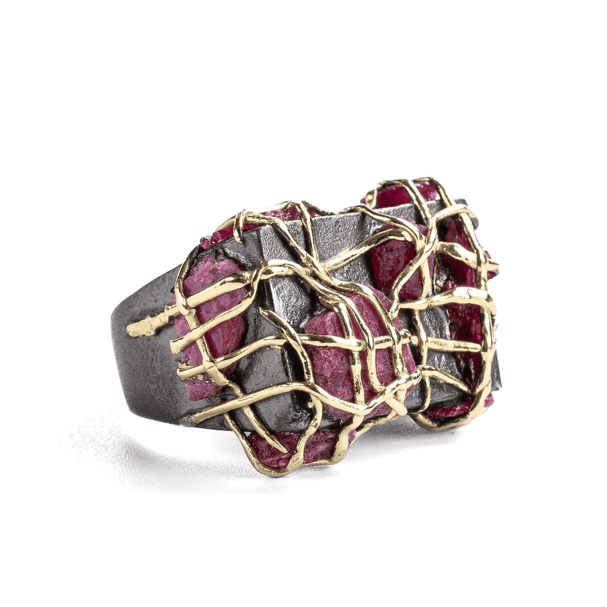 Pyrrhos Singular Edition Natural Raw Ruby Silver Signet Ring