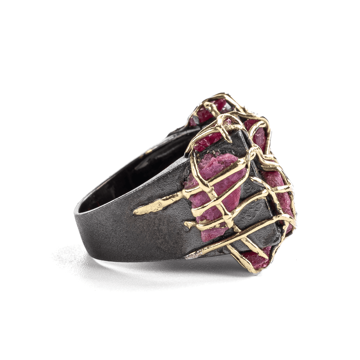 Pyrrhos Singular Edition Natural Raw Ruby Silver Signet Ring