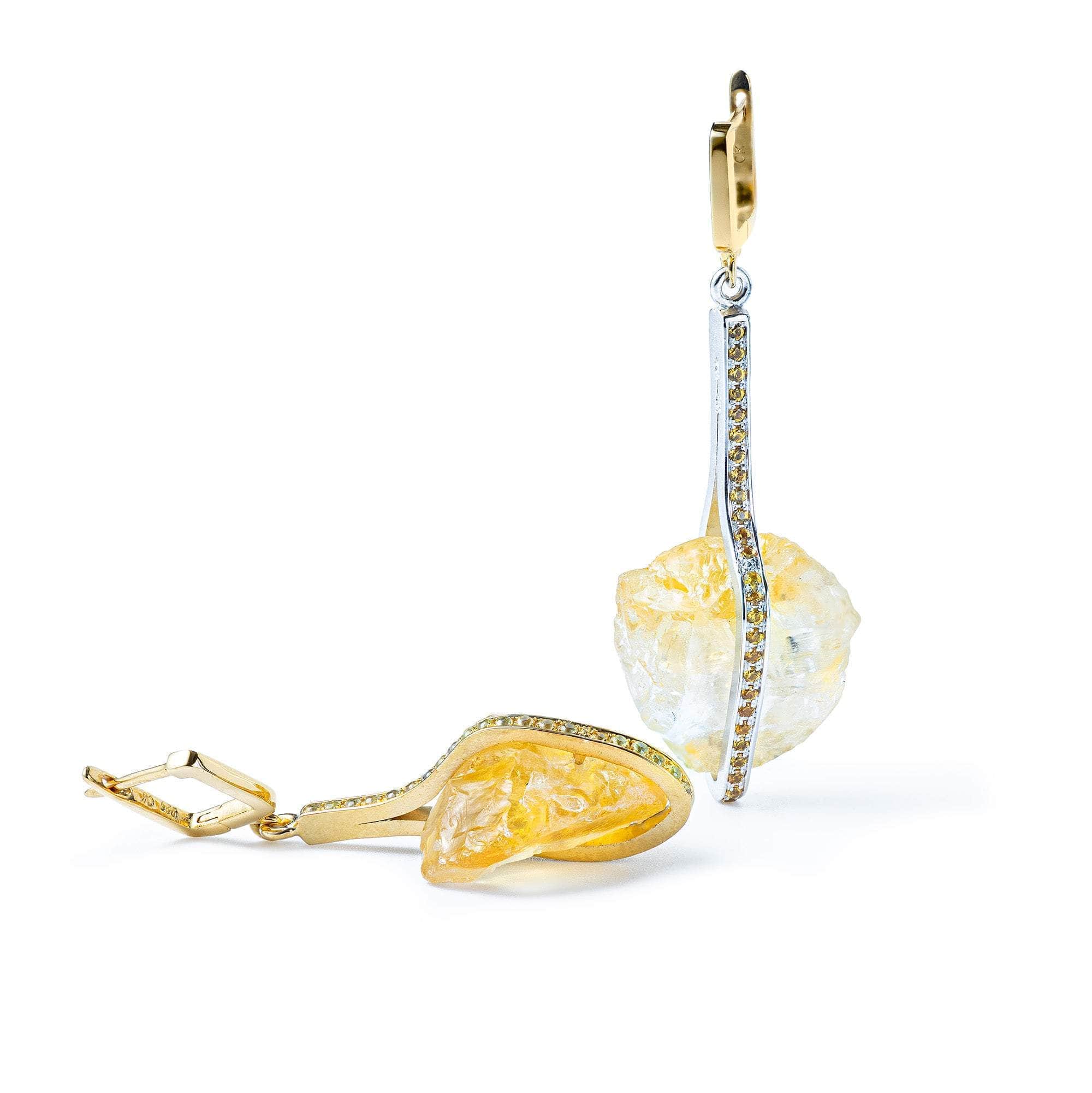 Sigil Rough Citrine and Sapphire Earrings