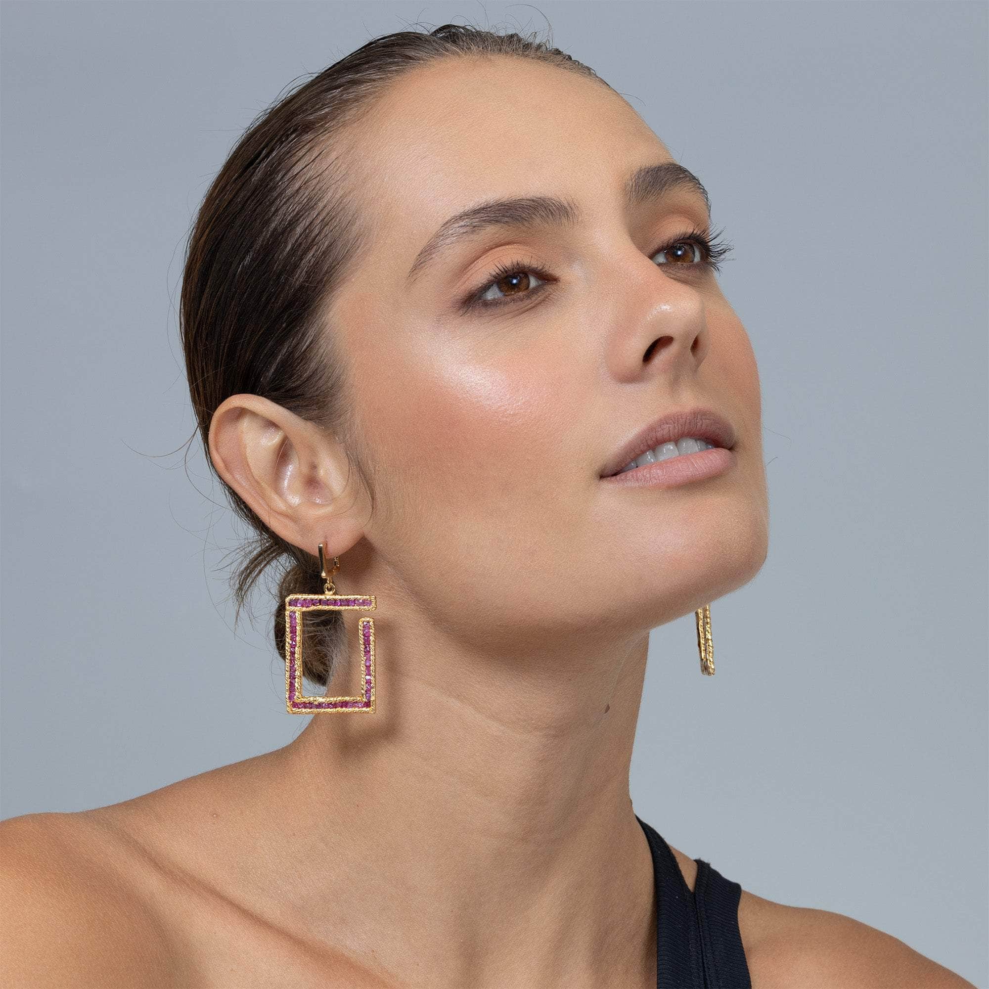 Winkel Rough Ruby Earrings