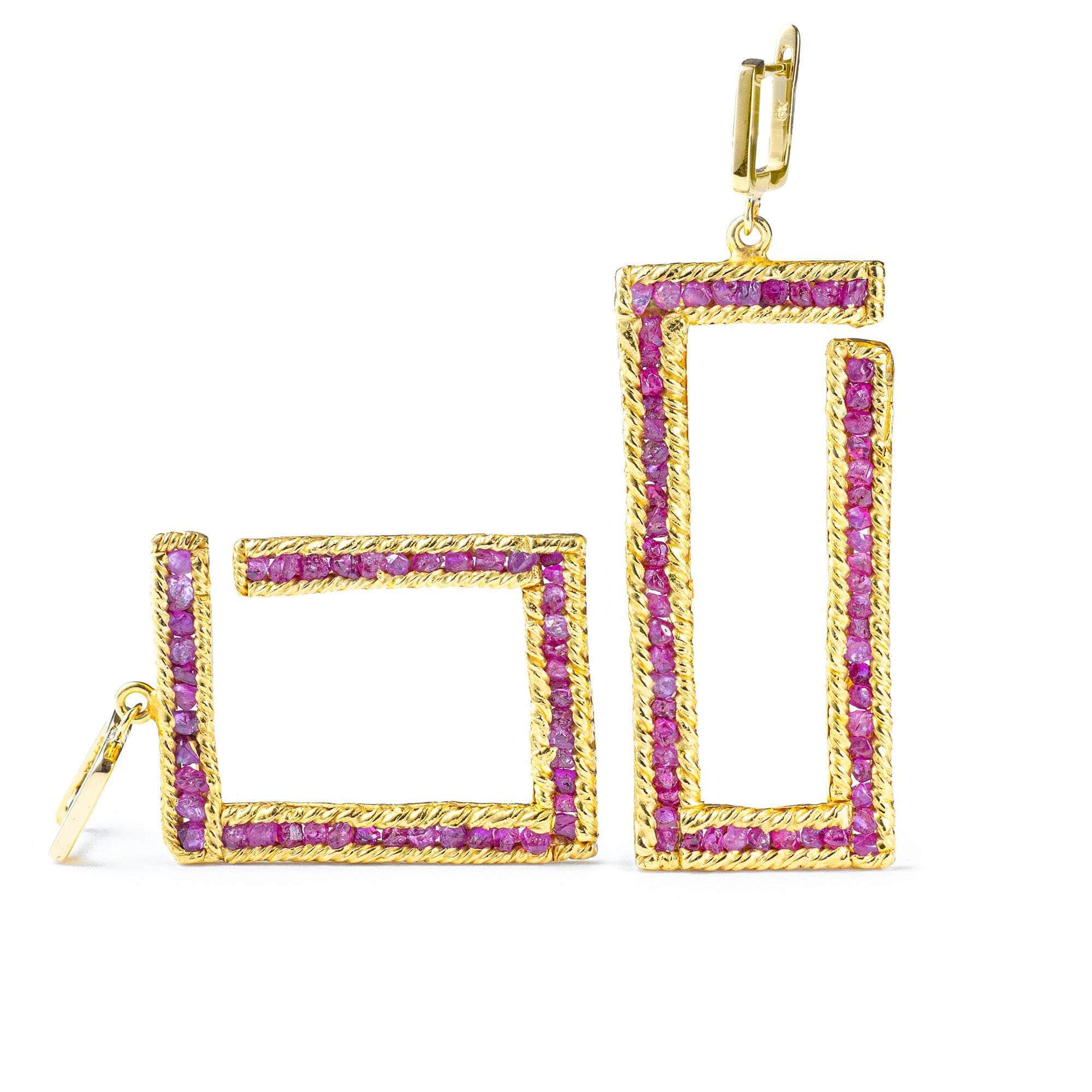 Winkel Rough Ruby Earrings
