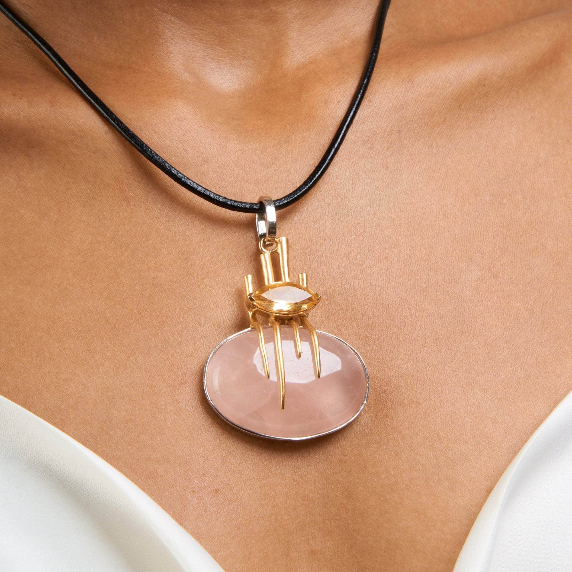 Creta Rose Quartz and Citrine Pendant GERMAN KABIRSKI