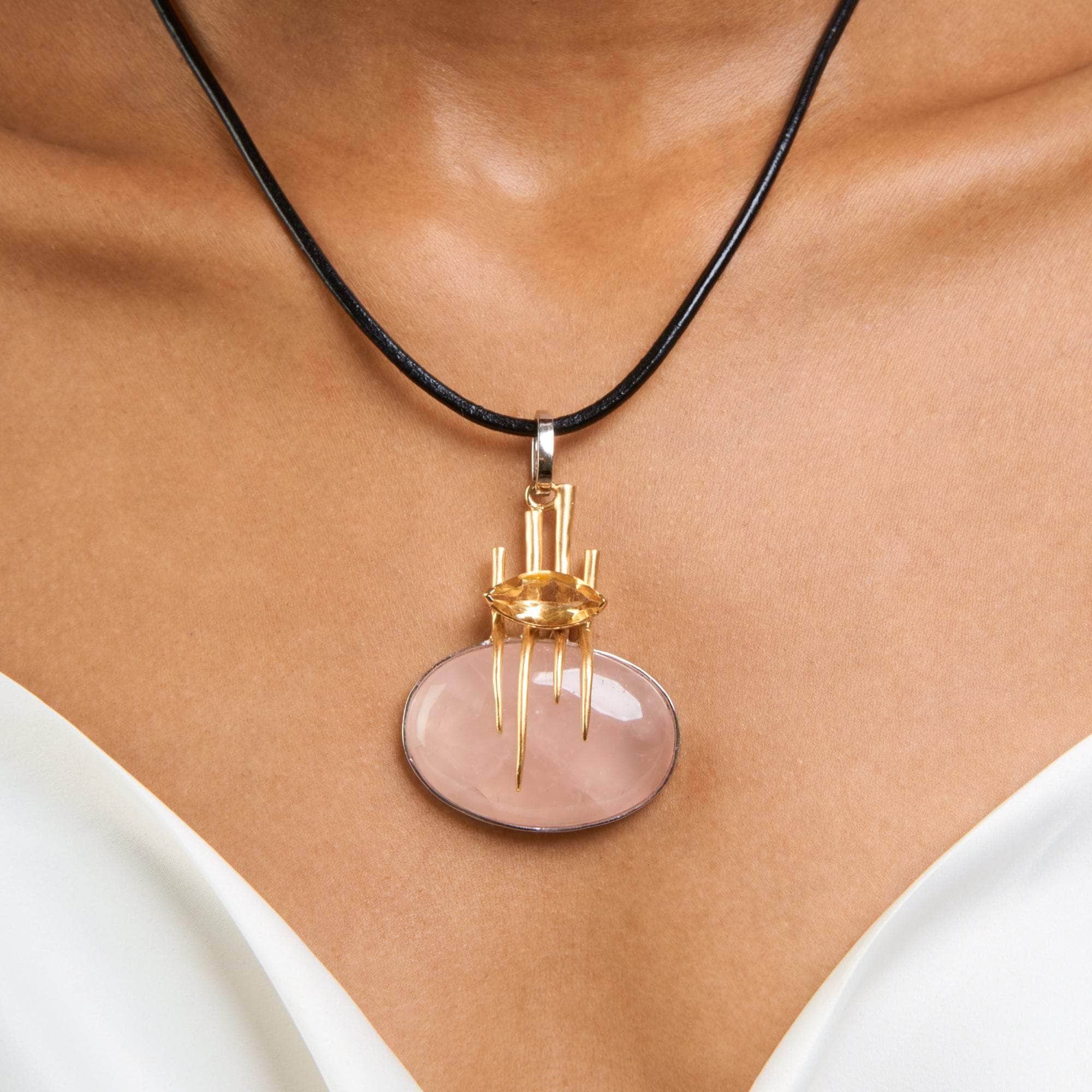 Creta Rose Quartz and Citrine Pendant GERMAN KABIRSKI