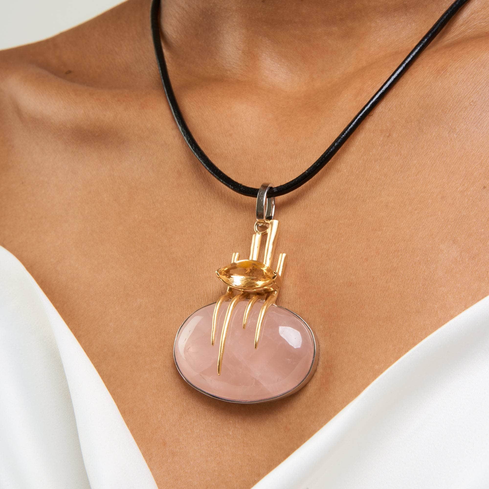 Creta Rose Quartz and Citrine Pendant GERMAN KABIRSKI