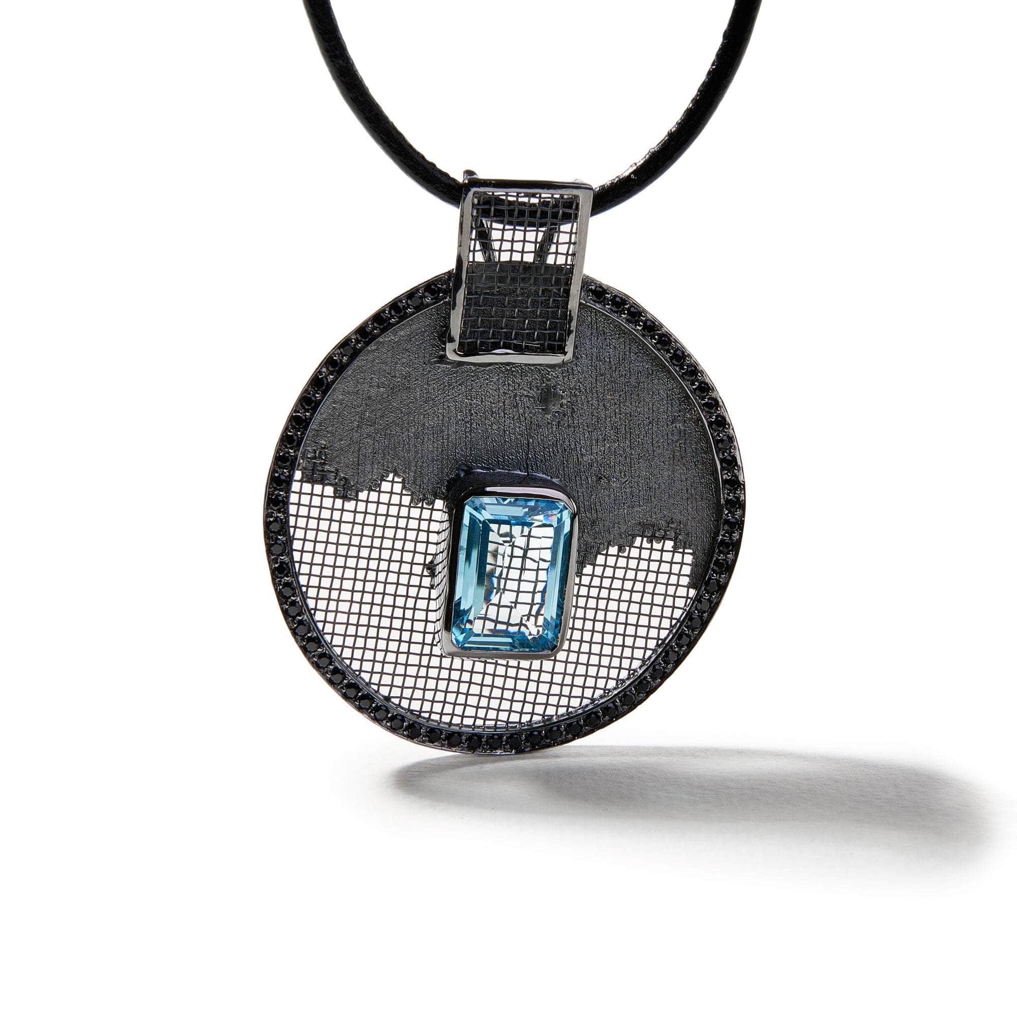 Ruste Blue Topaz and Black Spinel Pendant GERMAN KABIRSKI