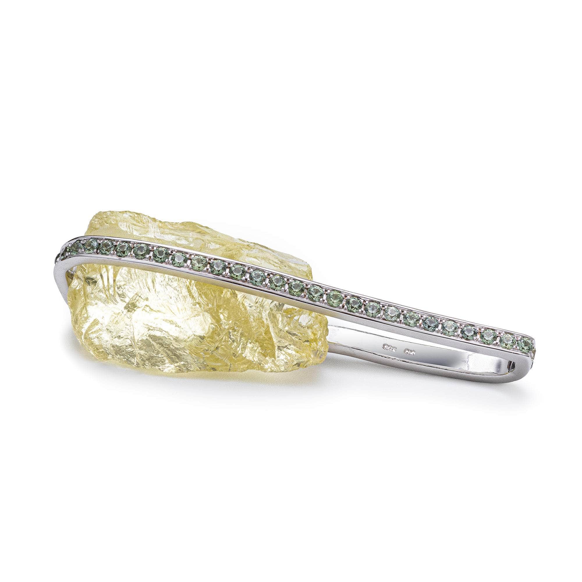 Ilmarine Rough Lemon Quartz and Sapphire Pendant