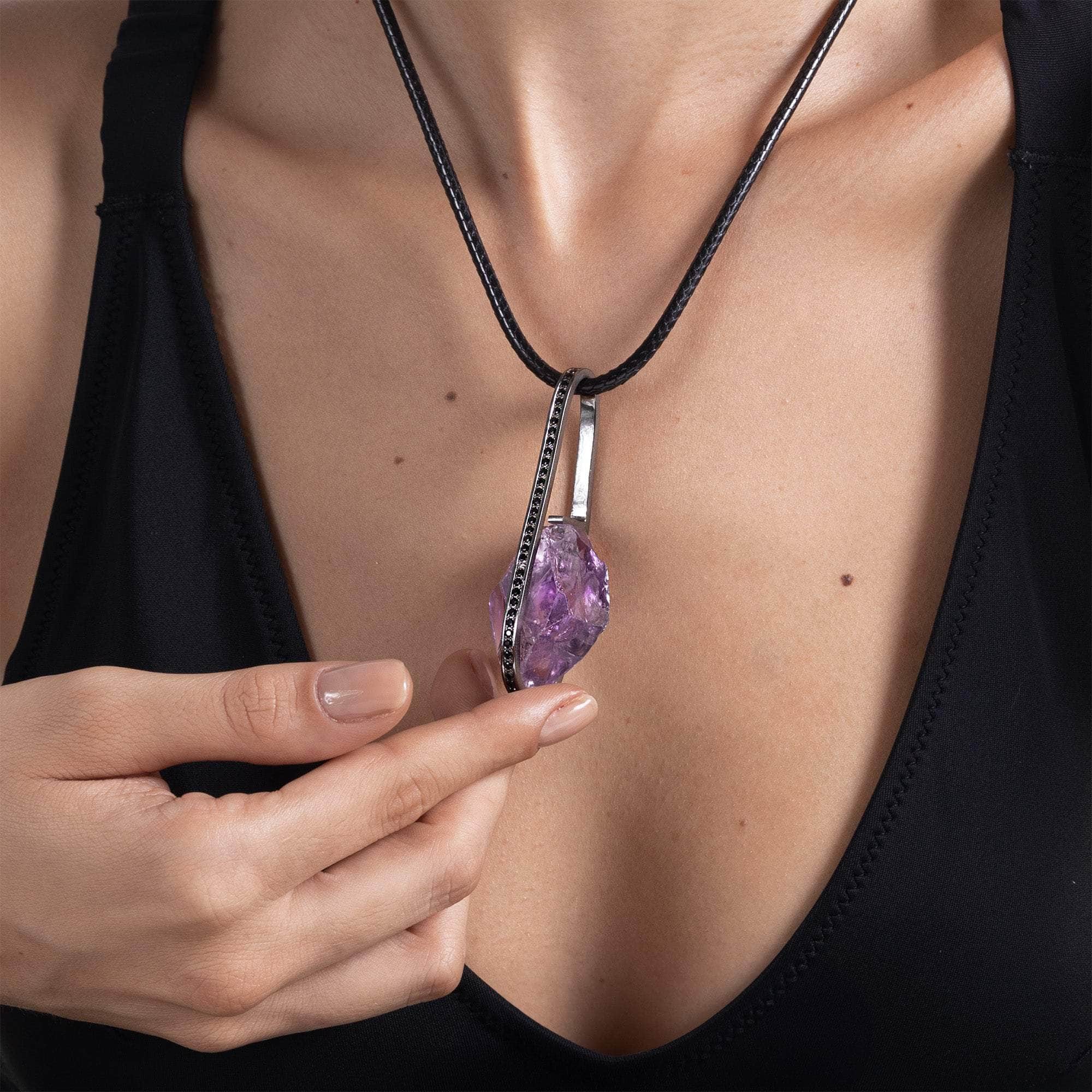 Roxo Rough Amethyst and Spinel Pendant