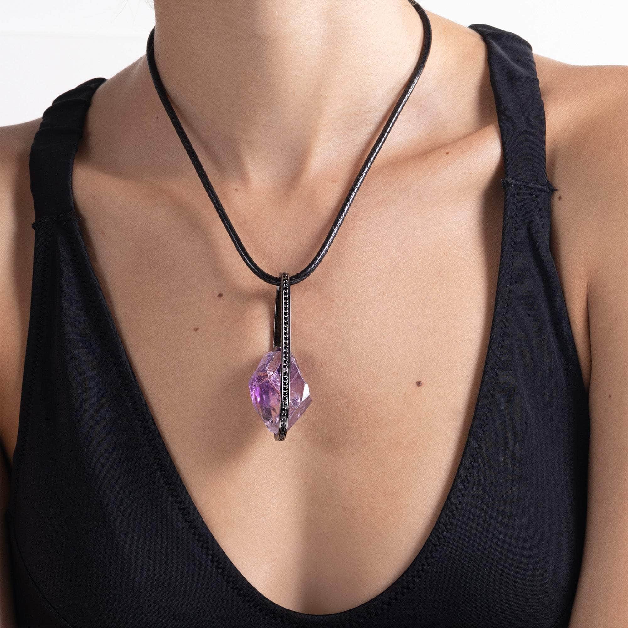 Roxo Rough Amethyst and Spinel Pendant
