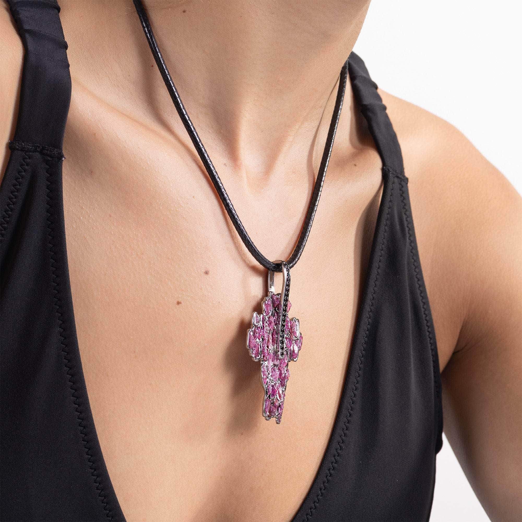 Kreuz Rough Ruby and Spinel Pendant
