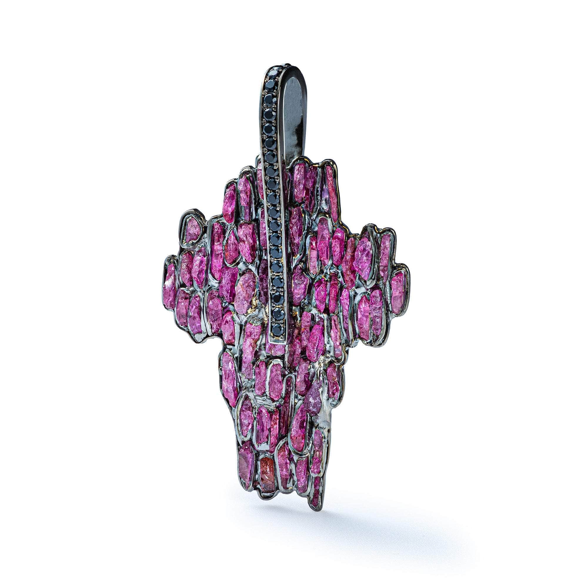 Kreuz Rough Ruby and Spinel Pendant