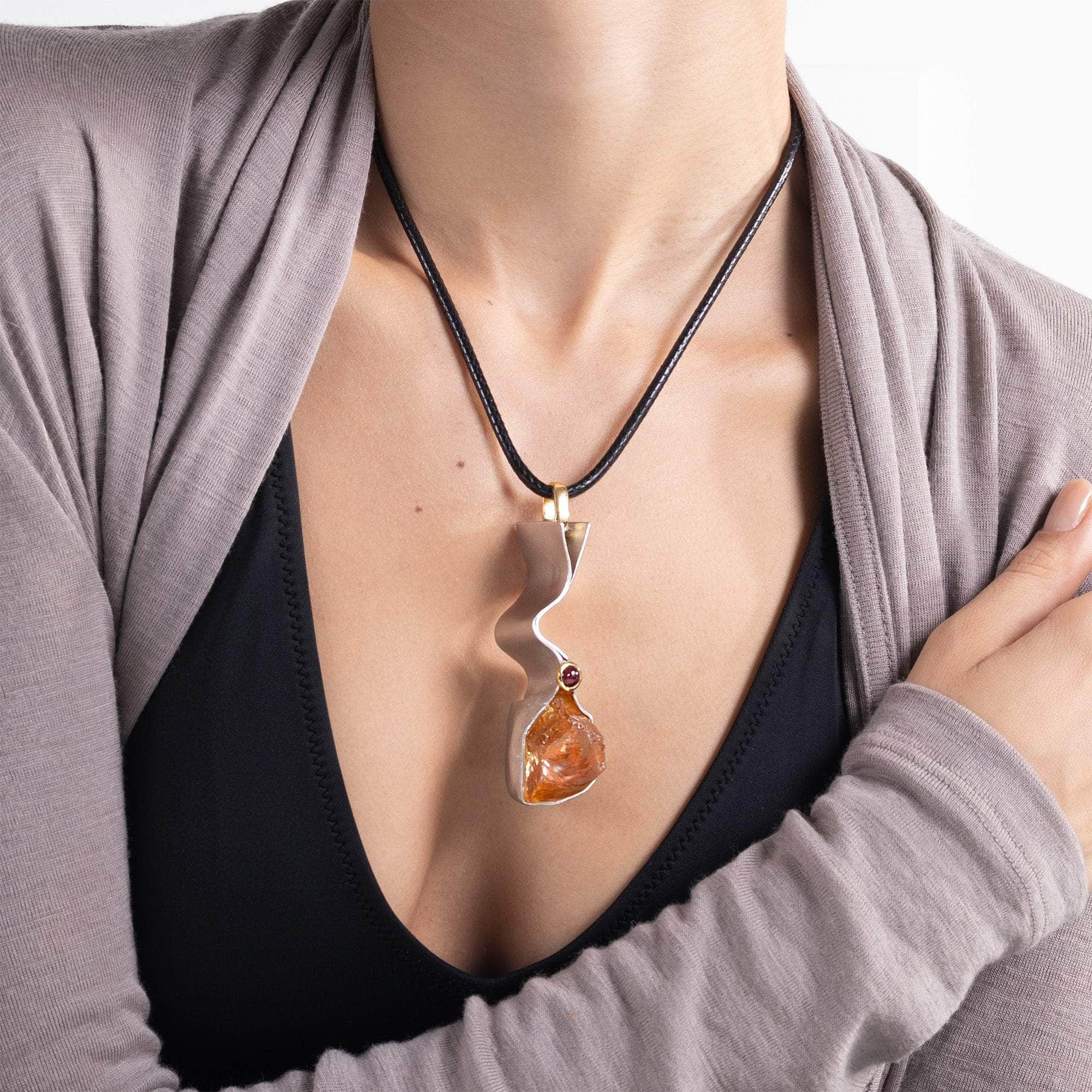 Ajax Citrine and Tourmaline Pendant