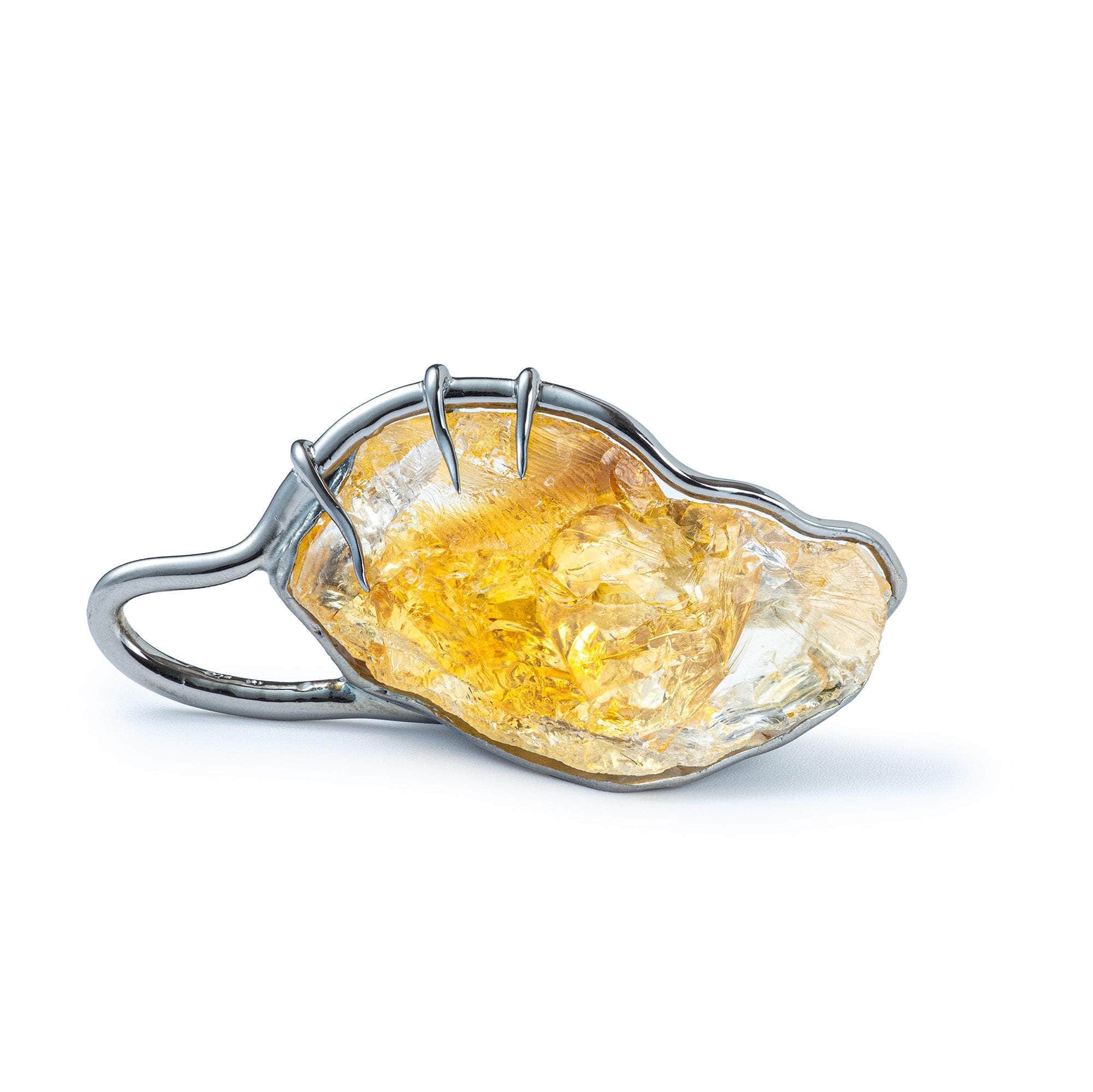 Ivi Singular Design Handcrafted 925 Silver Pendant with Natural Rough Citrine