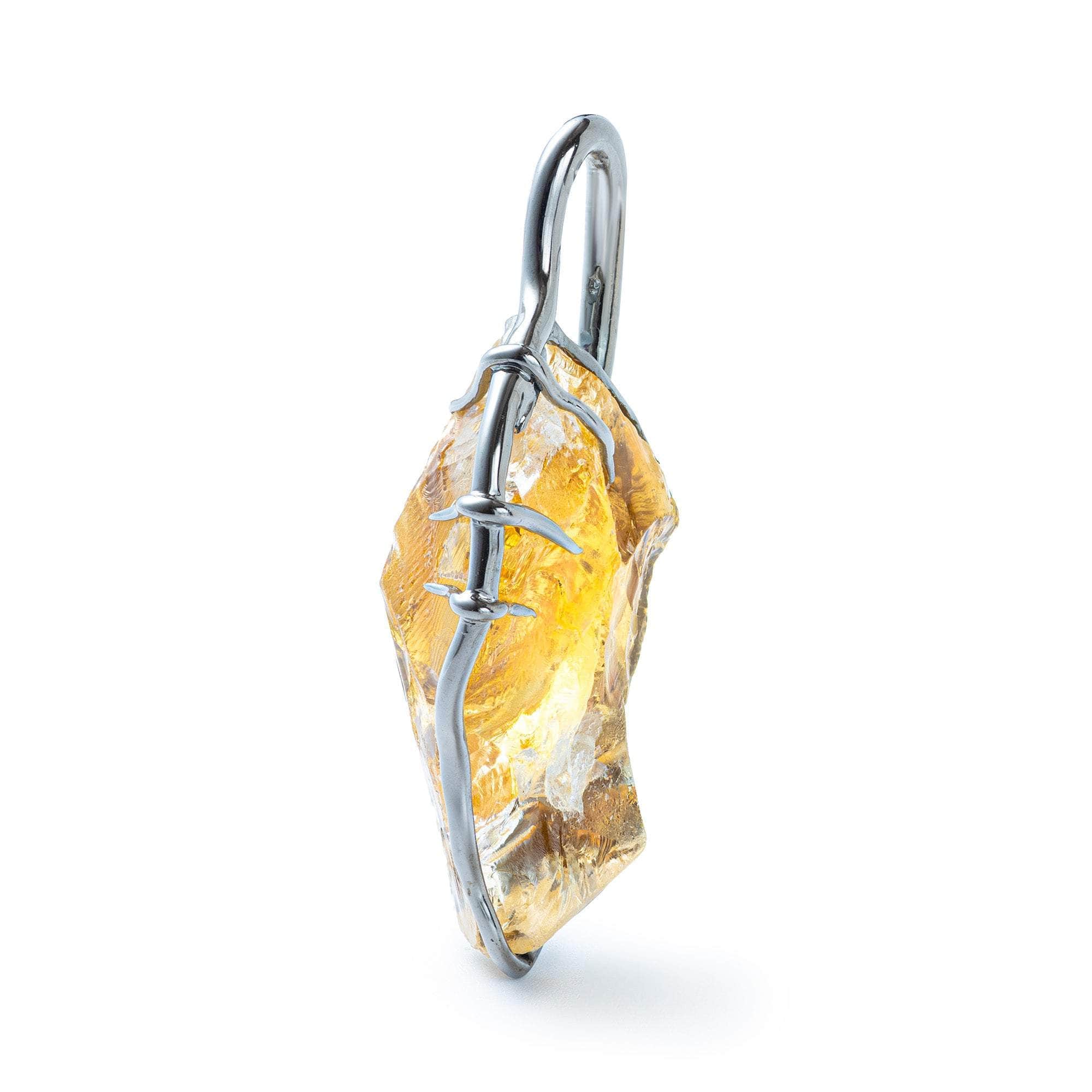 Ivi Singular Design Handcrafted 925 Silver Pendant with Natural Rough Citrine