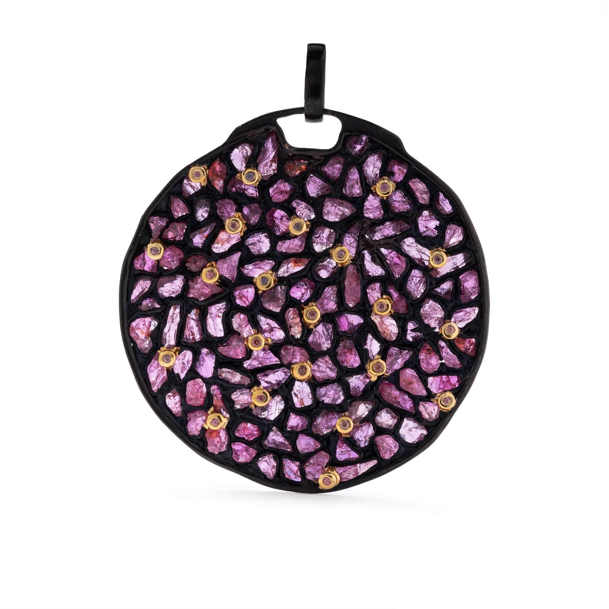 Yam Rough Ruby and Sapphire Pendant