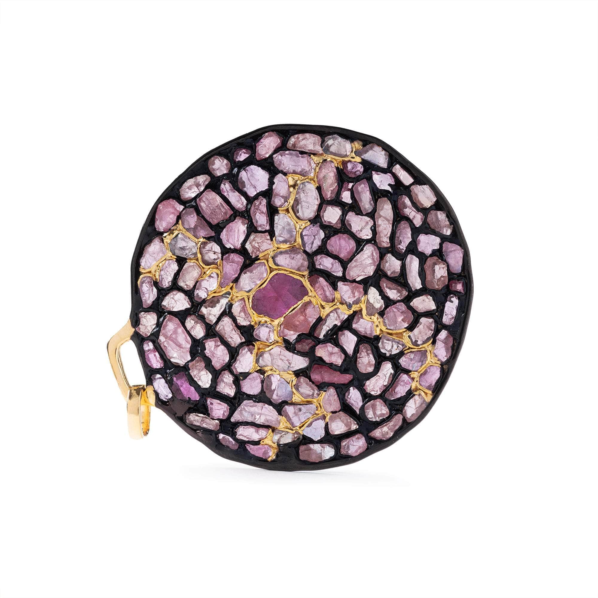 Cronus Rough Sapphire and Rough Ruby Pendant