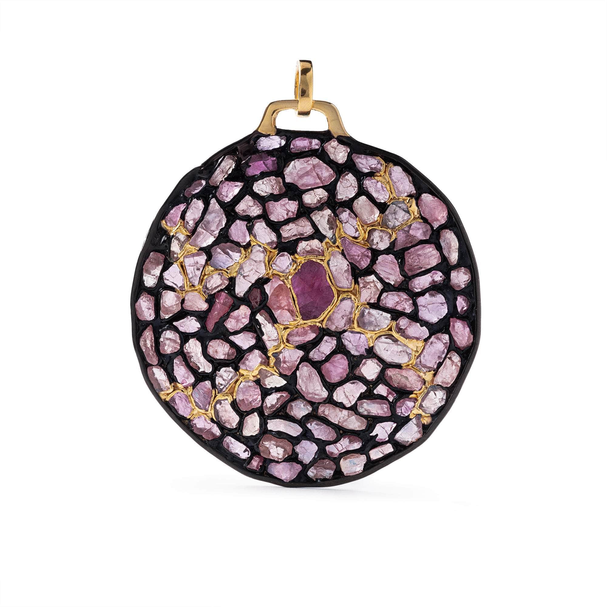 Cronus Rough Sapphire and Rough Ruby Pendant