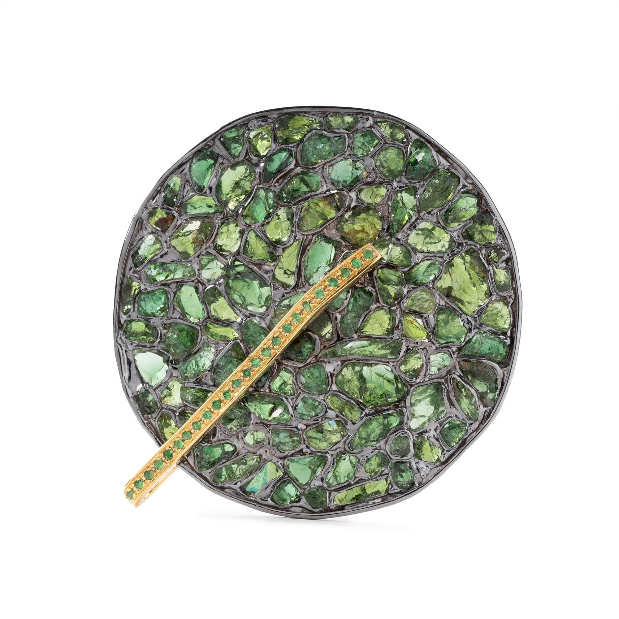 Enlil Rough Chrome Diopside and Tsavorite Pendant