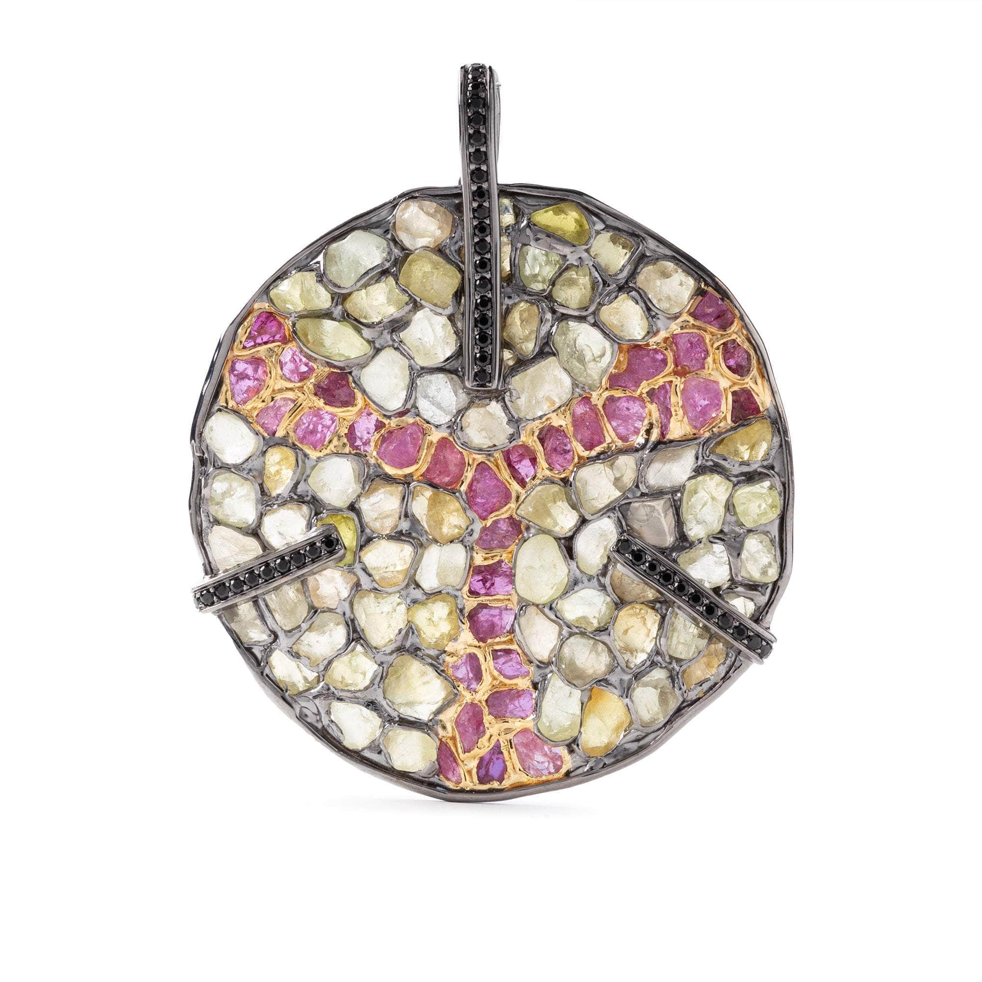 Sele Rough Chrysoberyl and Rough Ruby Pendant