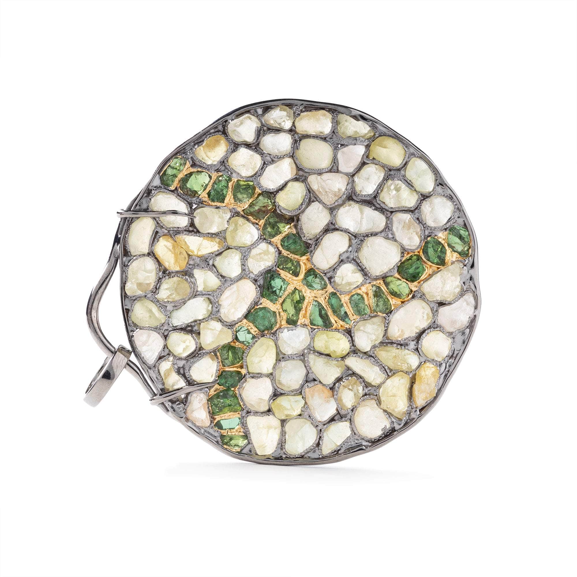 Arawn Rough Chrysoberyl and Rough Chrome Diopside Pendant