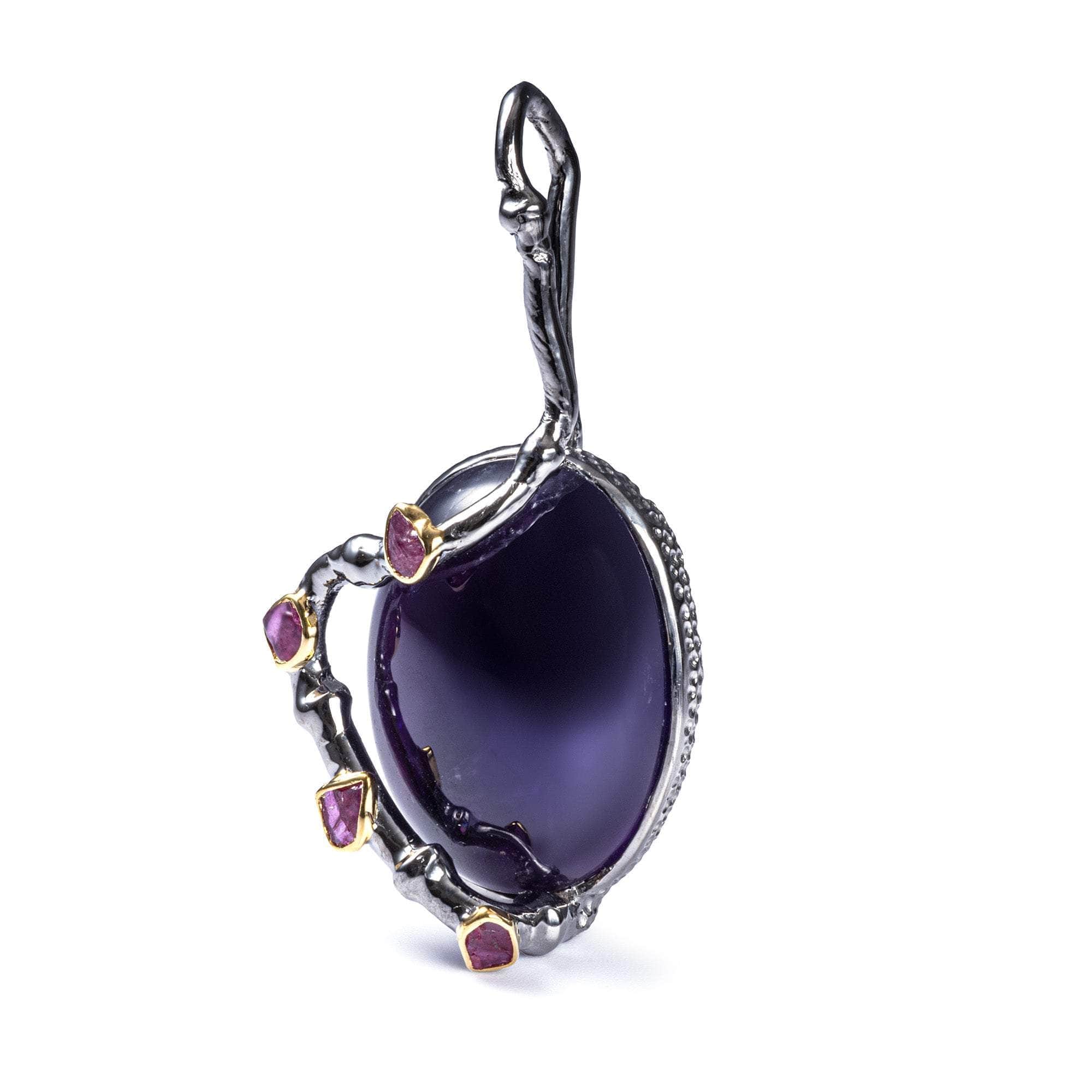 Voltah Amethyst and Rough Ruby Pendant