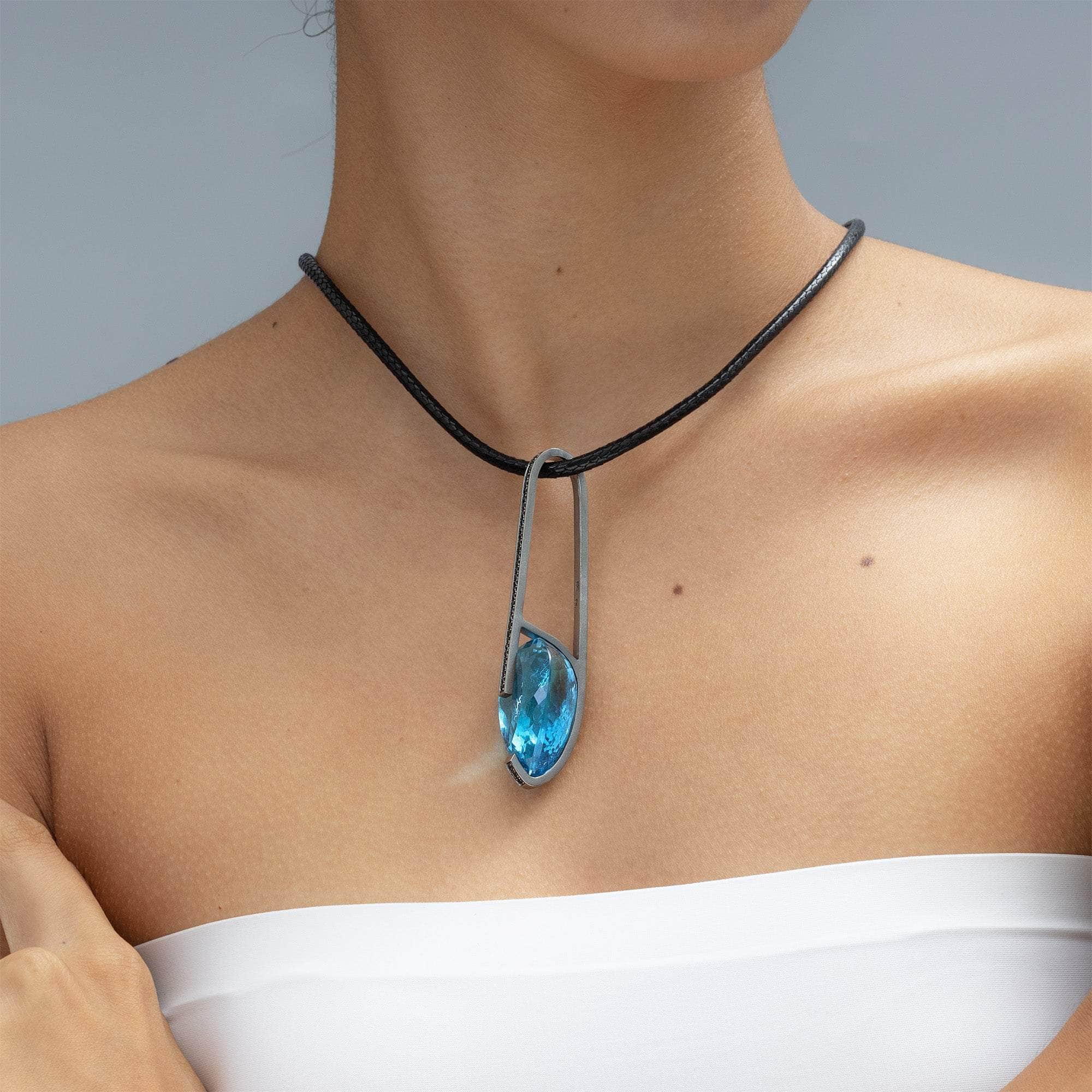 Tuli Blue Topaz and Spinel Pendant