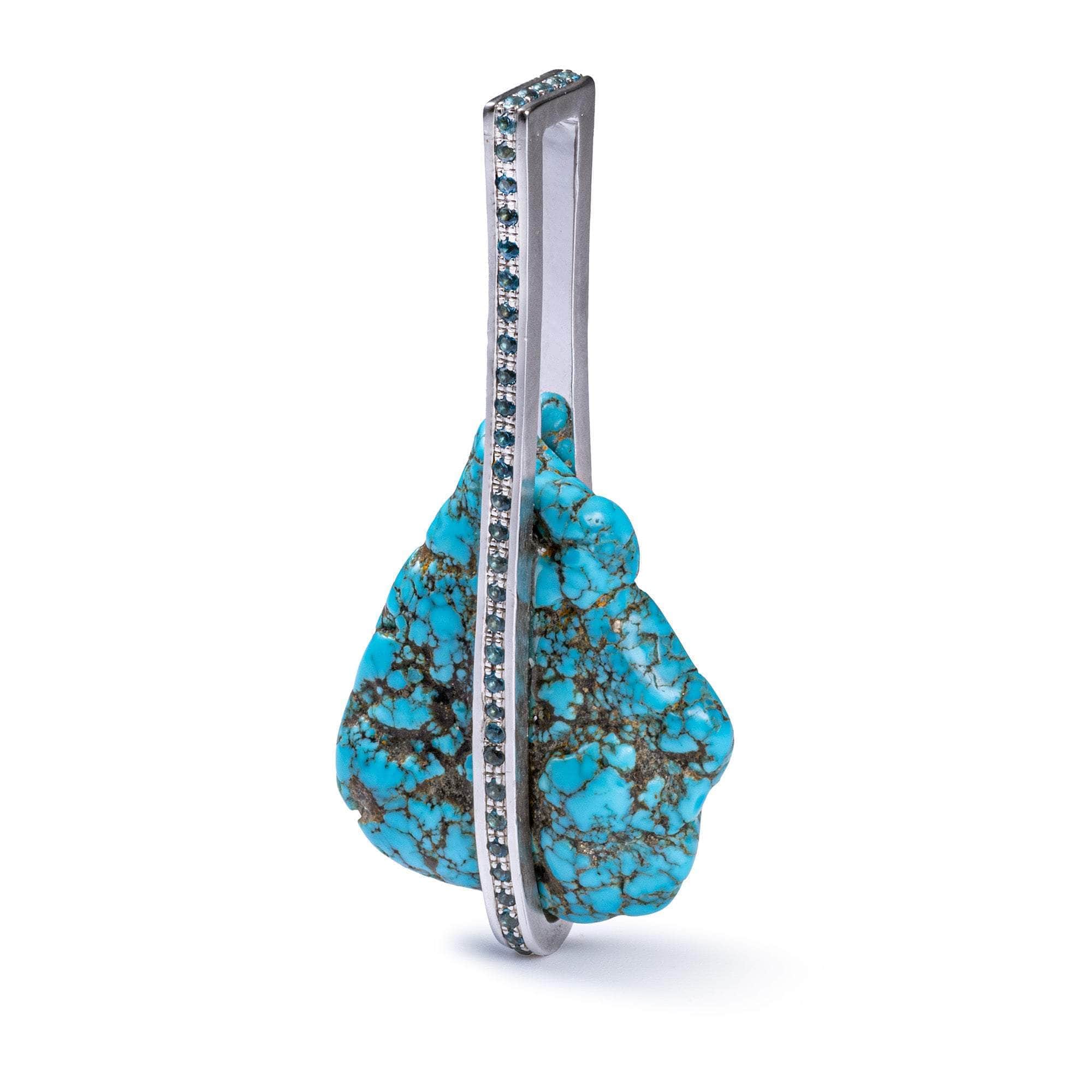 Theta Rough Turquoise and Blue Topaz Pendant