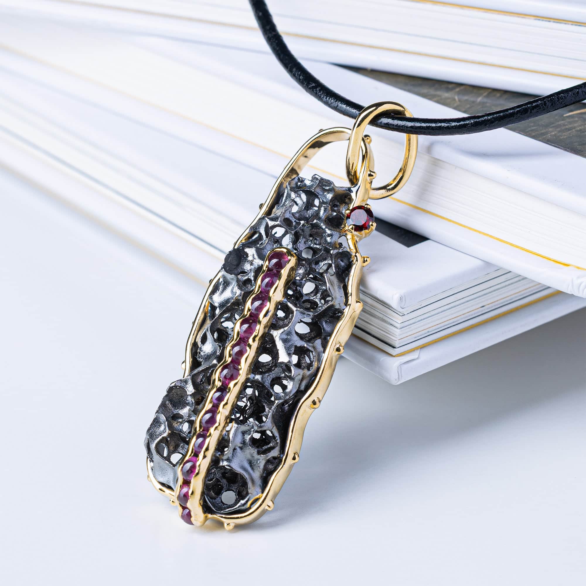 Myron Singular Edition Silver Pendant with Ruby and Garnet