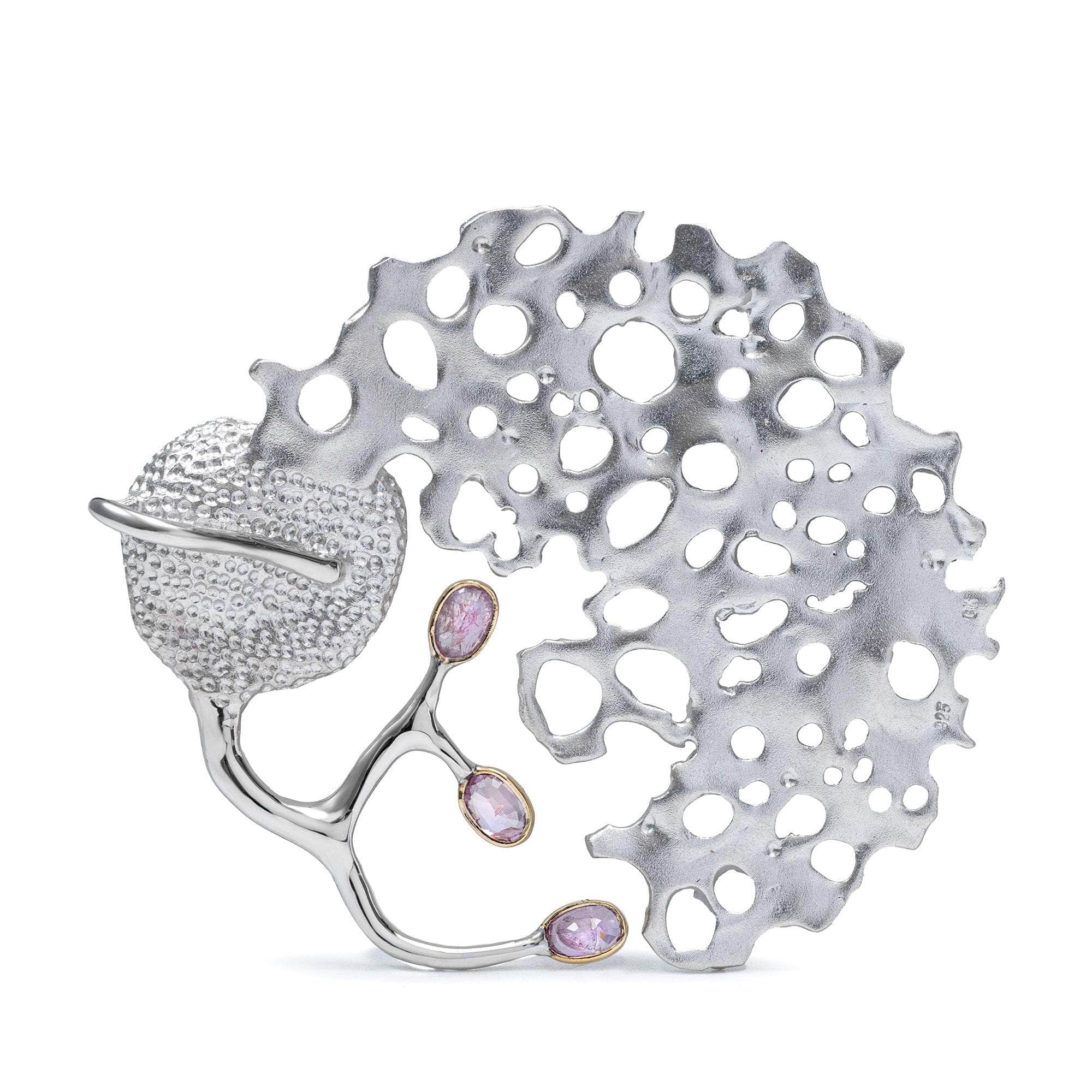 Elara One of a Kind Pendant in Sterling Silver with Freshwater Baroque Pearl and Pink Sapphires