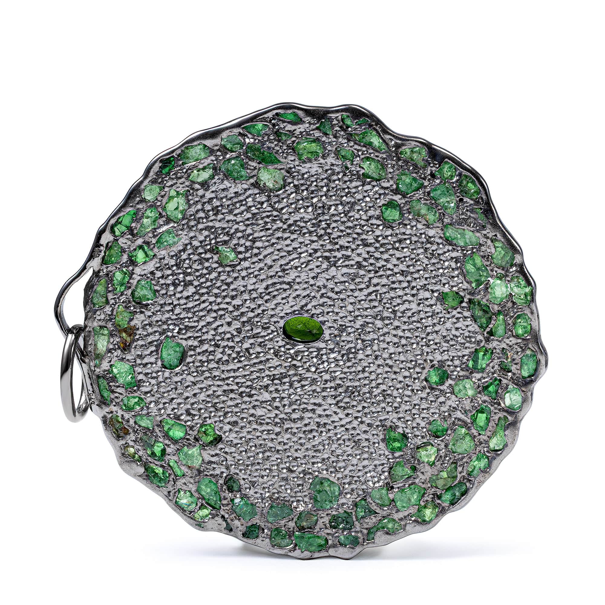 Alfee Singular Sterling Silver Pendant With Chrome Diopside & Tsavorite