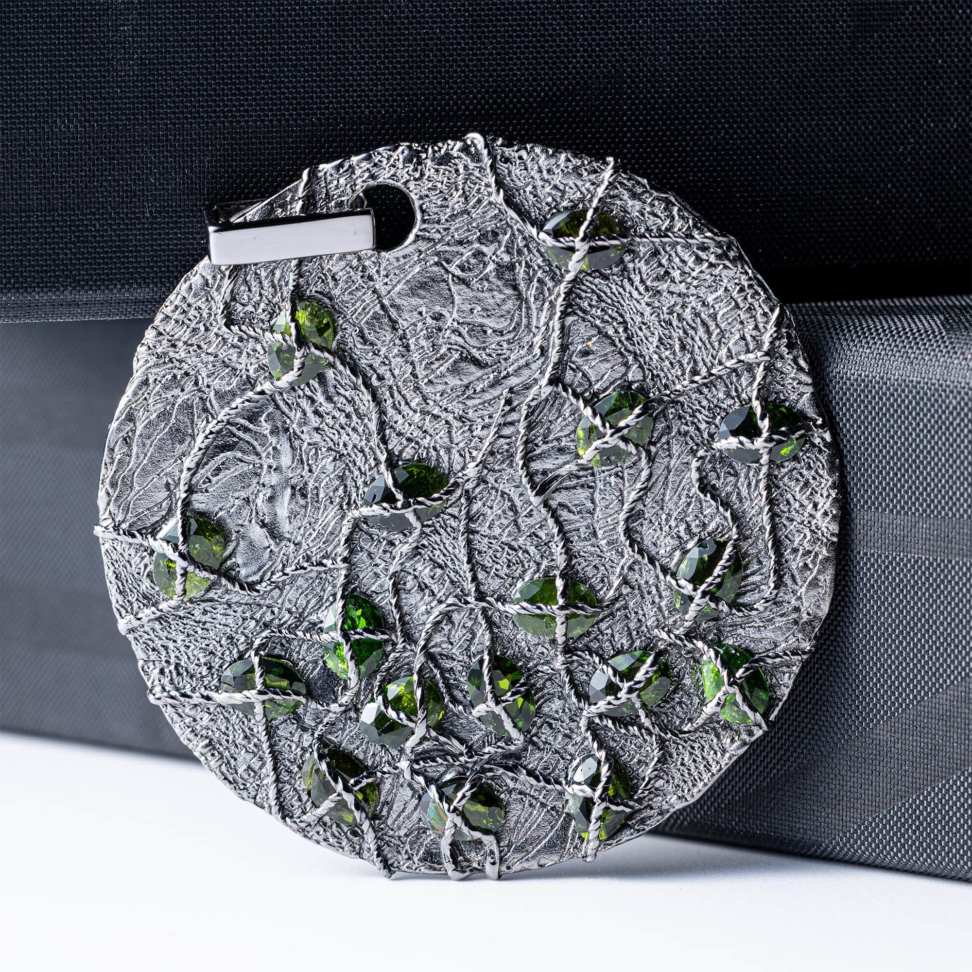 Ajax Singular Edition Chrome Diopside Pendant in Black Ruthenium-Plated Sterling Silver