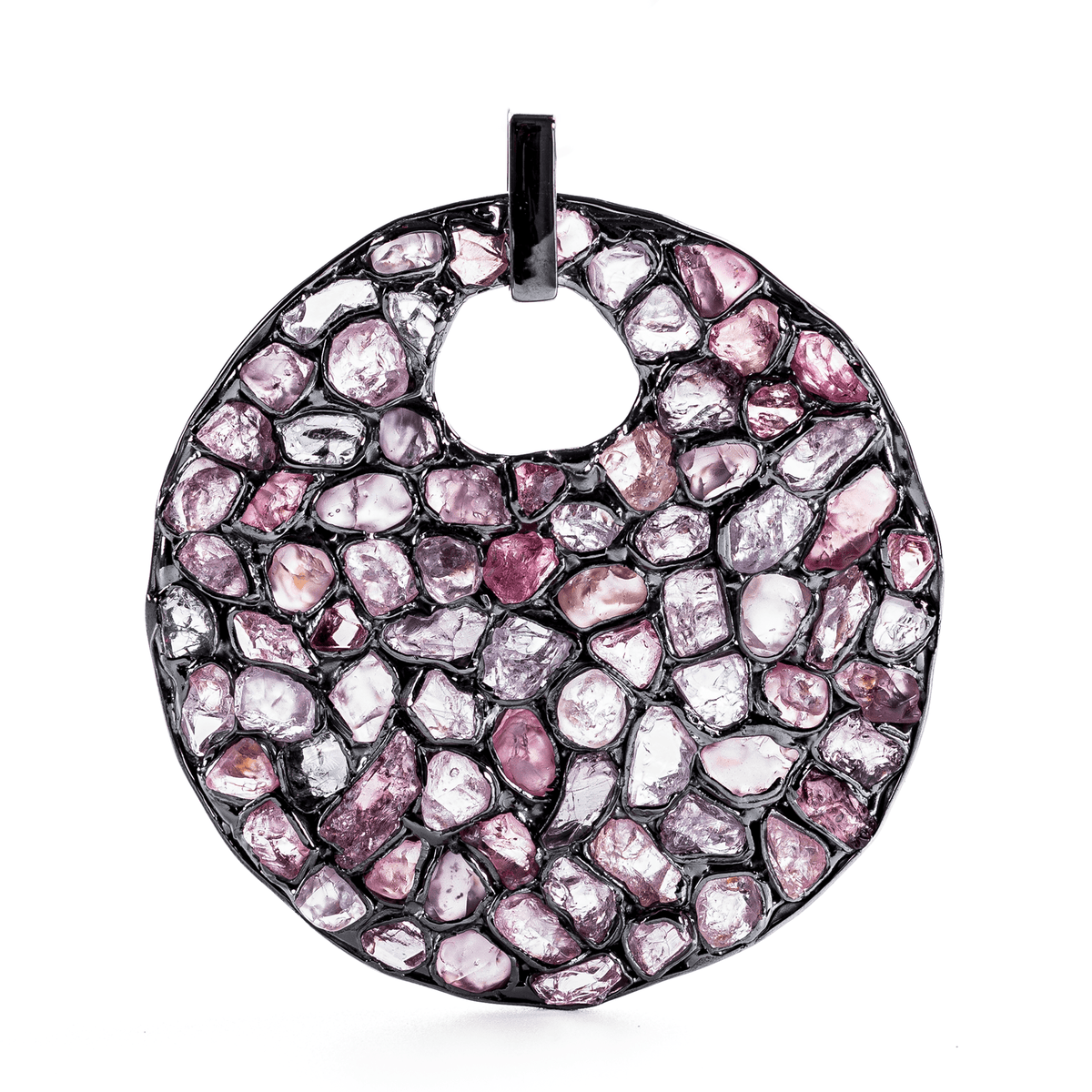 Tessella Singular Edition Rough Pink Spinel Mosaic Silver Pendant