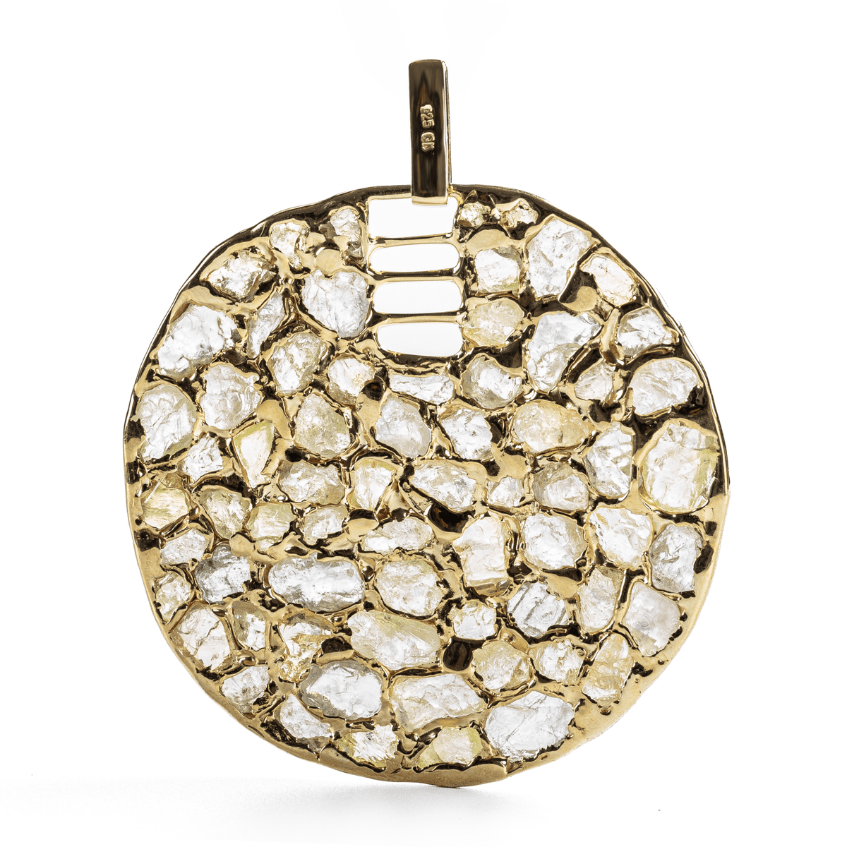 Zellige Singular Edition Natural Chrysoberyl Mosaic Silver Pendant